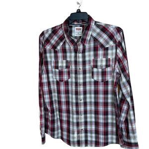 Levi's Vintage 1980's Men's Plaid Shirt Long Sleeve Pearl Snaps Size XL